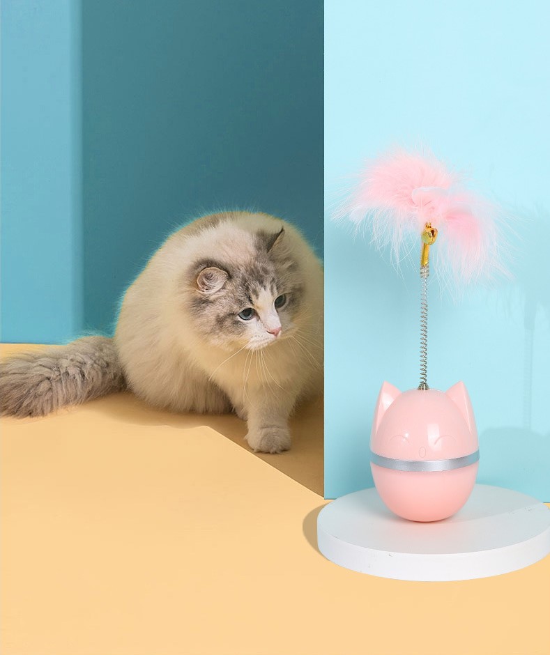 đồ chơi hình mèo lật đật lông vũ - T3 PETS SHOP