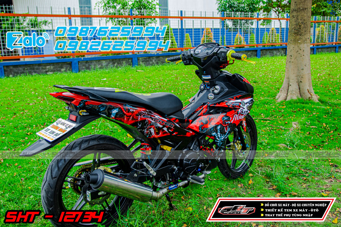 tem trùm exciter 150 đỏ đen venom