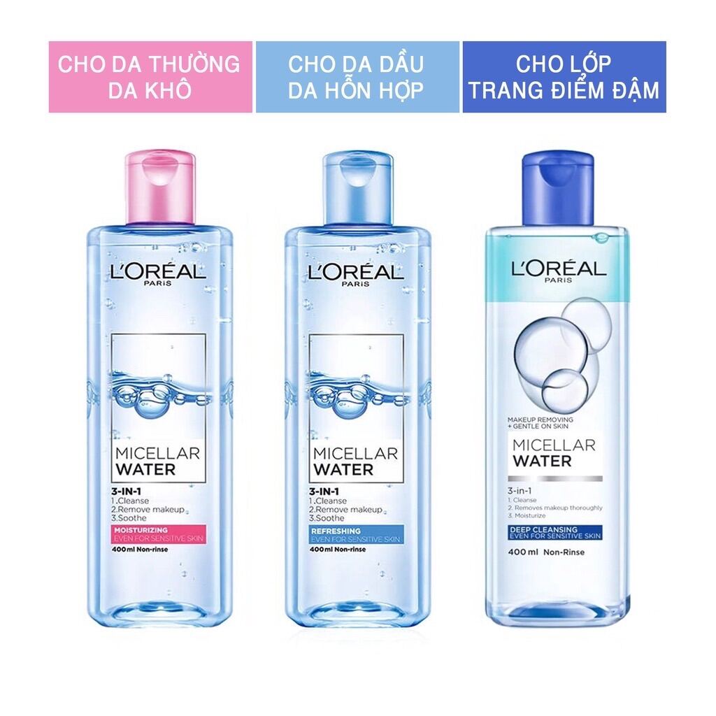 Nước tẩy trang Loreal 400ml date 2025
