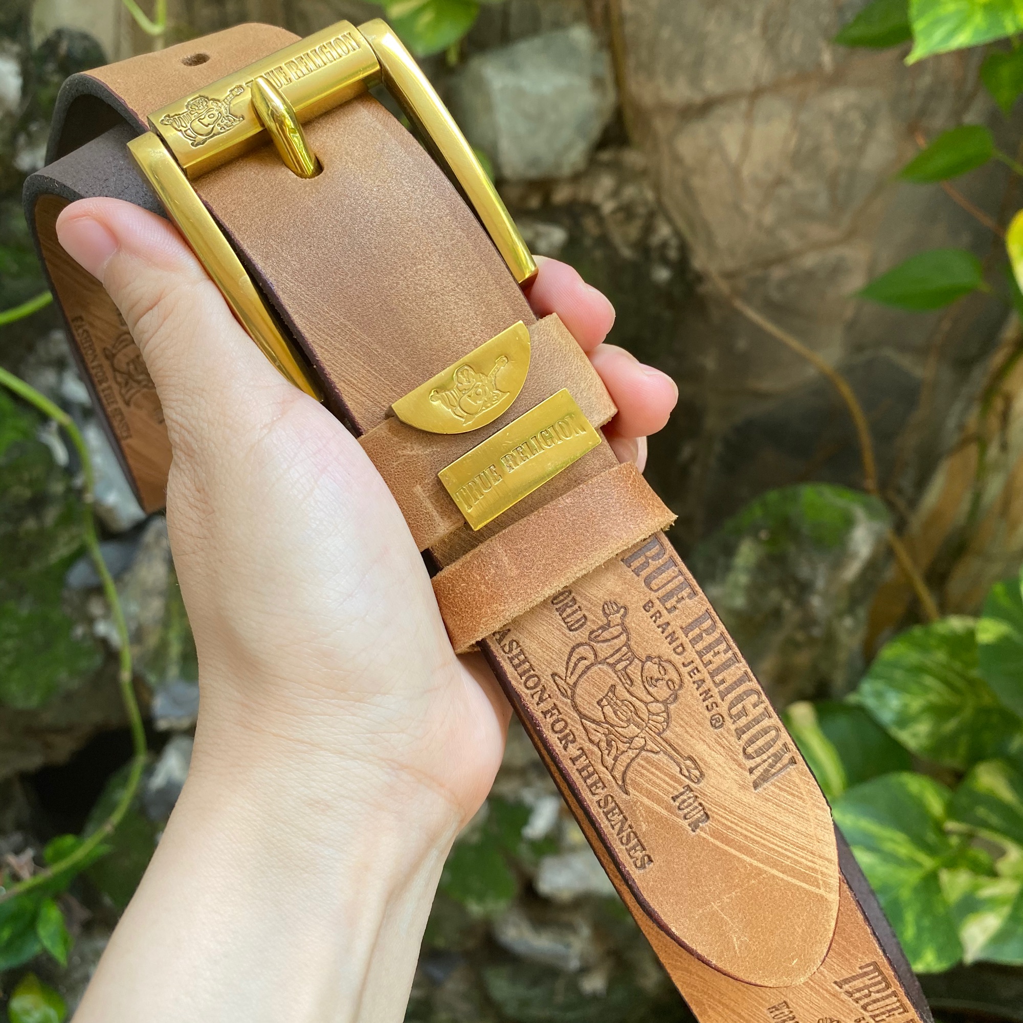 Dây Da /Thắt Lưng Da Sáp In Chữ 4cm S15