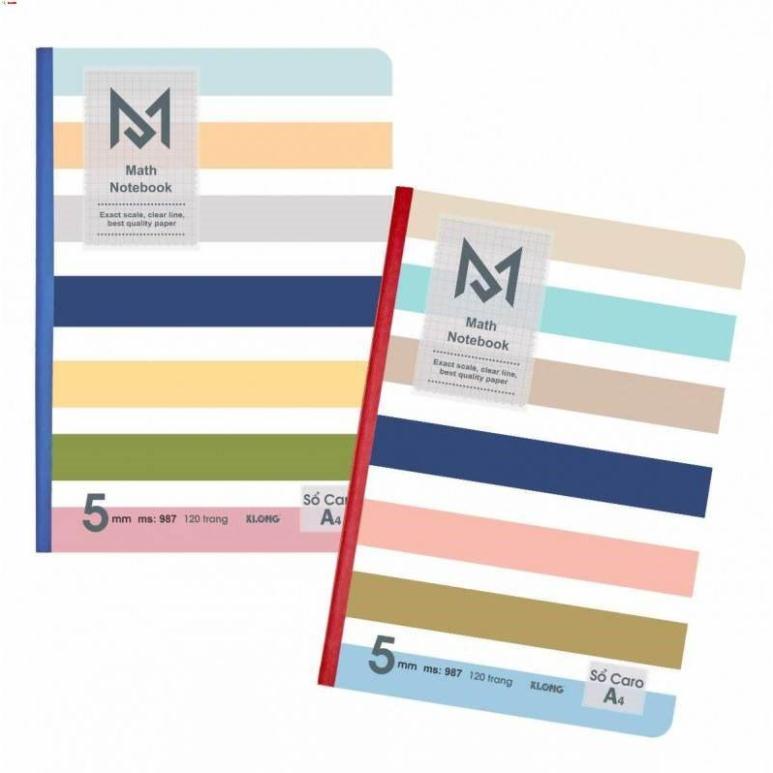 -Sổ KLONG Caro A4 Math Notebook may 120 trang; MS 987 [Klong]