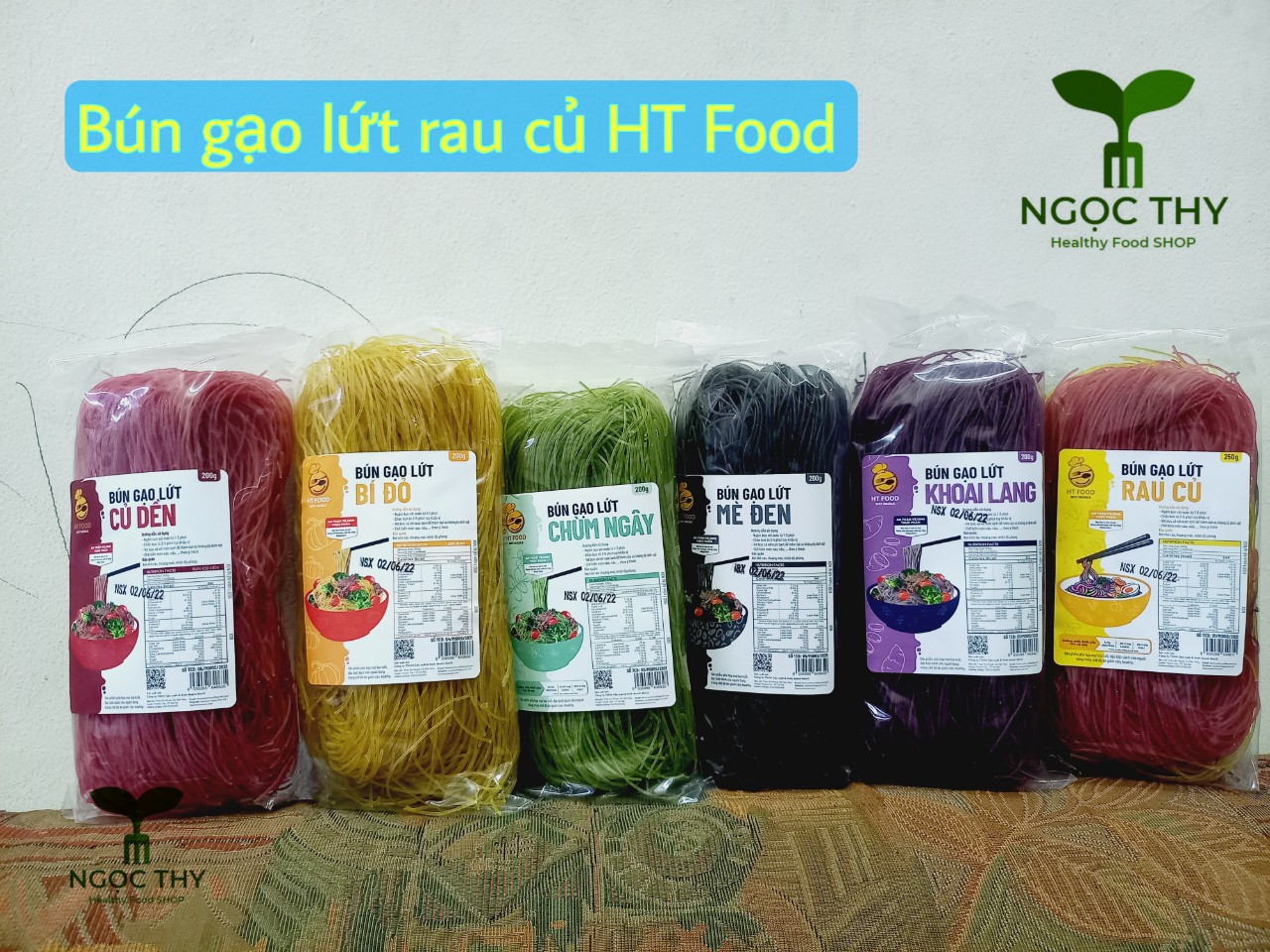 [Nguyên Minh] Combo 5 loại bún/mì gạo lứt rau củ ngũ sắc ăn kiêng giảm cân