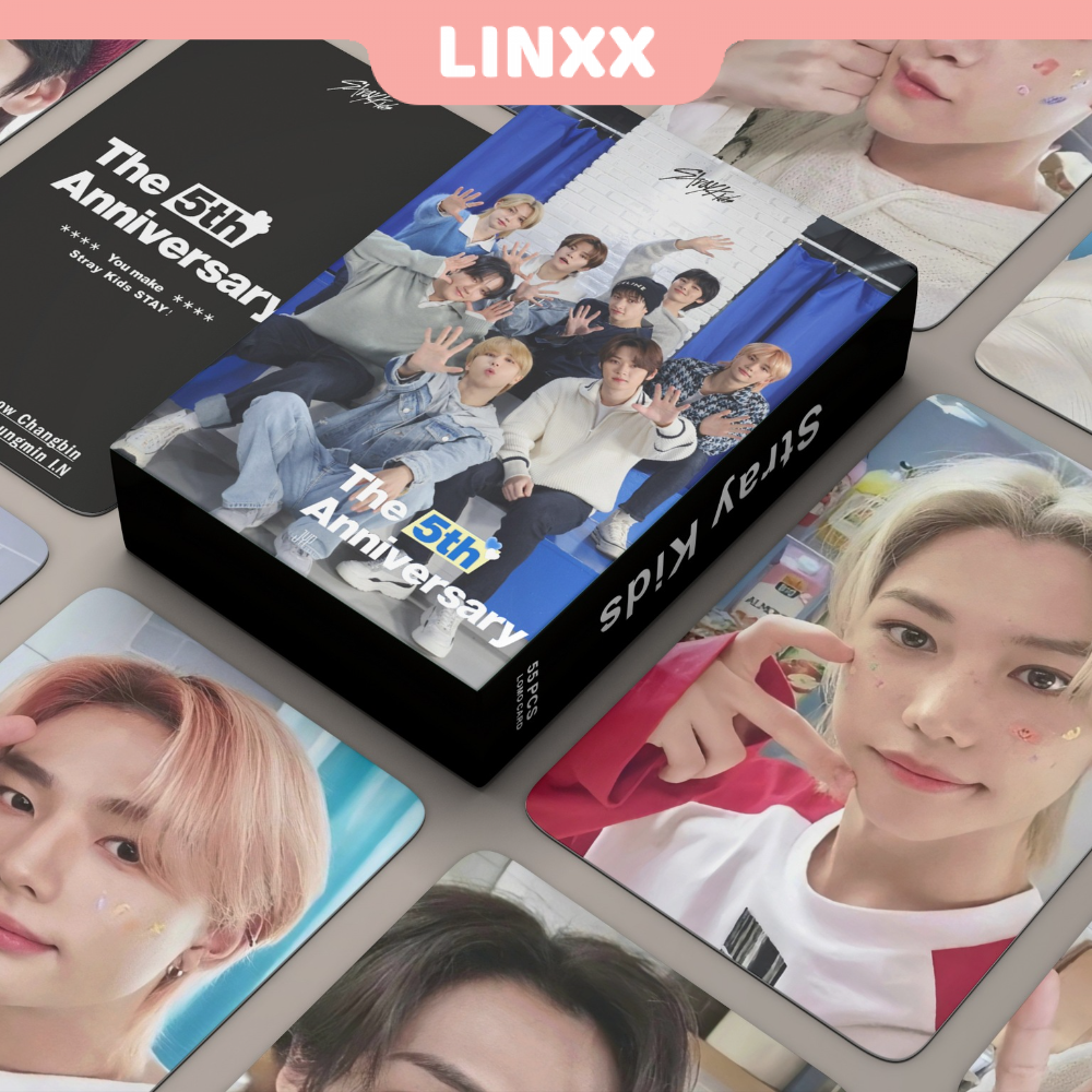 LINXX 55 Pcs Stray Kids The 5th Anniversary Album Lomo Card Kpop Photocards Postcards Series
