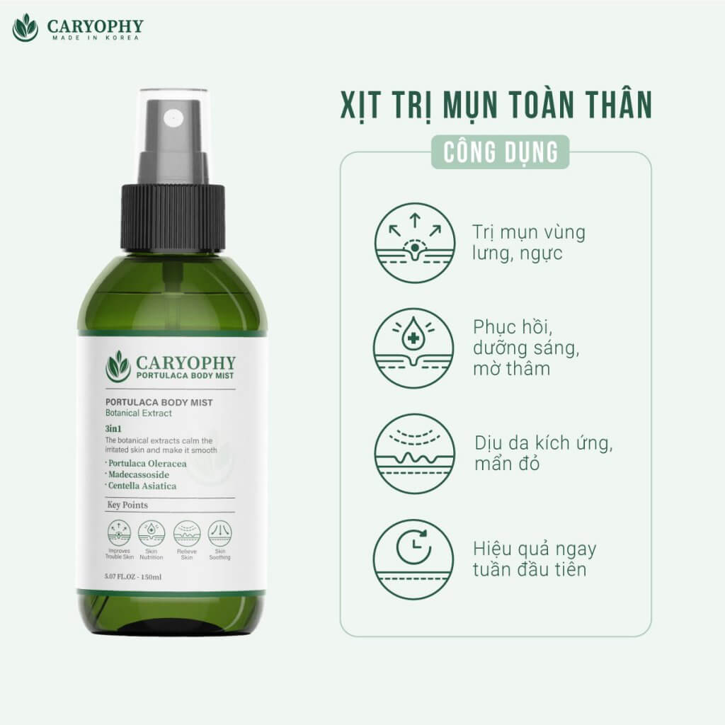 Xịt mụn lưng Caryophy Portulaca Body Mist 150ml