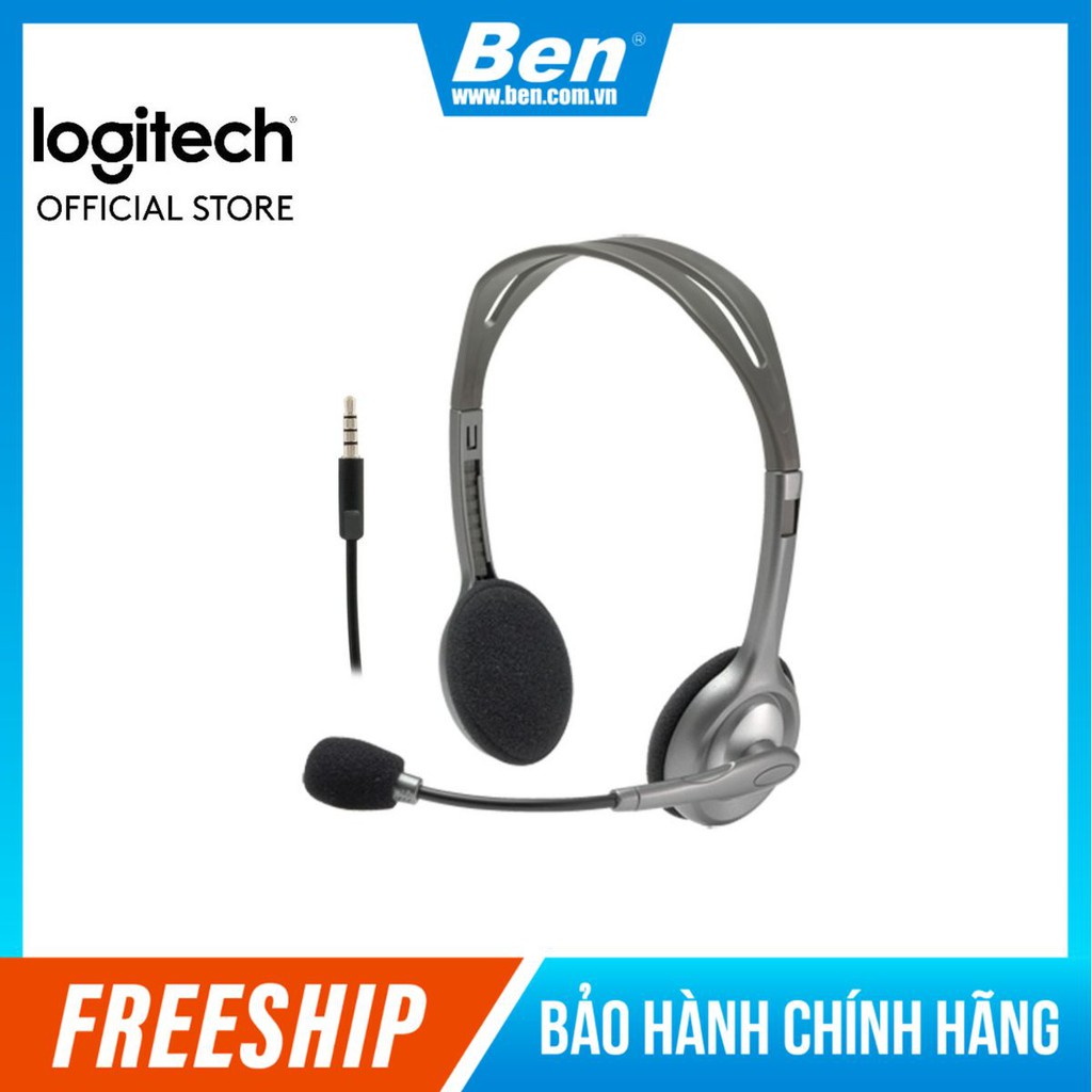 Tai nghe chụp tai LOGITECH H111 (1 Giắc)-Âm thanh nổi - Tai nghe có dây Logitech BH 12T - Ben Computer Store