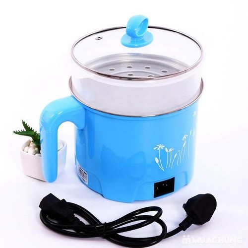 Ca nấu mì nấu, lẩu inox siêu tốc mini size 18cm có lồng hấp-Ca mì 18cm có lồng hấp-Ca nấu mì, nấu lẩu mini, nấu nước đa năng 18cm kèm lồng hấp 2 trong 1