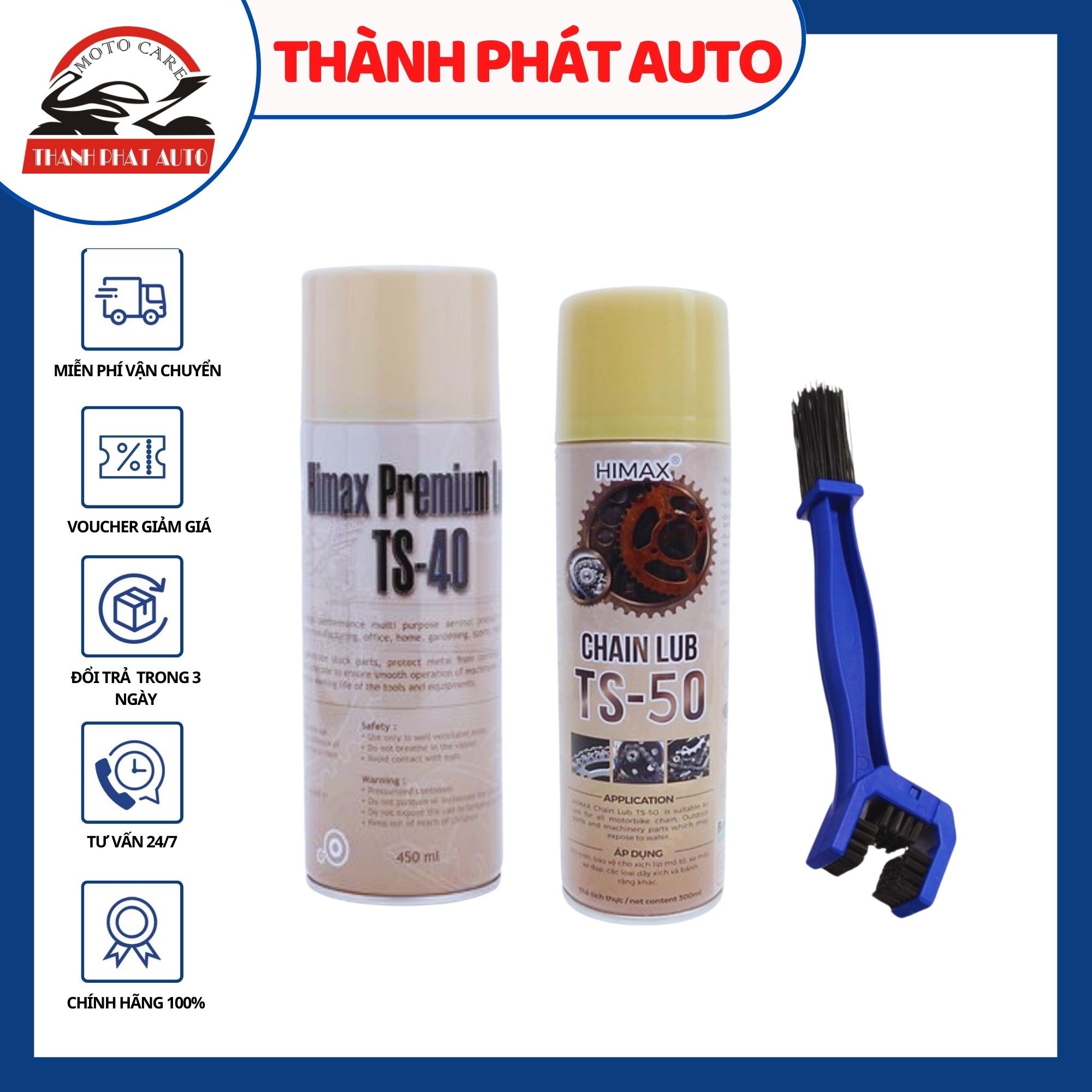 [HCM]Bộ sản vệ sinh sên Ts-40 450ml bôi trơn dưỡng sên Ts-50 300ml tặng bàn chải vệ sinh sên 3D