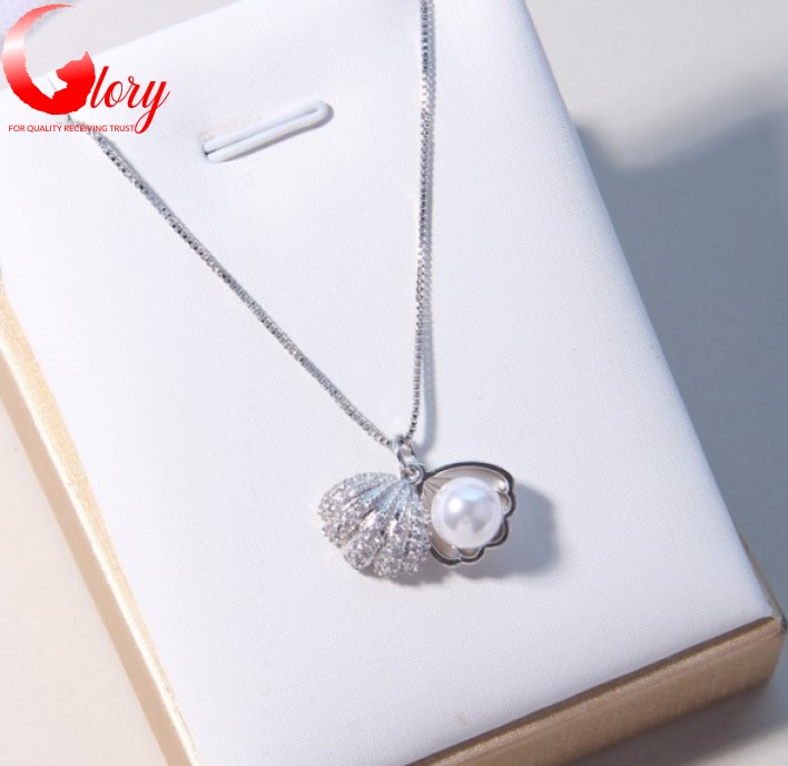 Italian Silver Chain Women 925 Faceted Shell Clam-Leaf Necklace Female Cute Silver High Fashion For Women BG260277