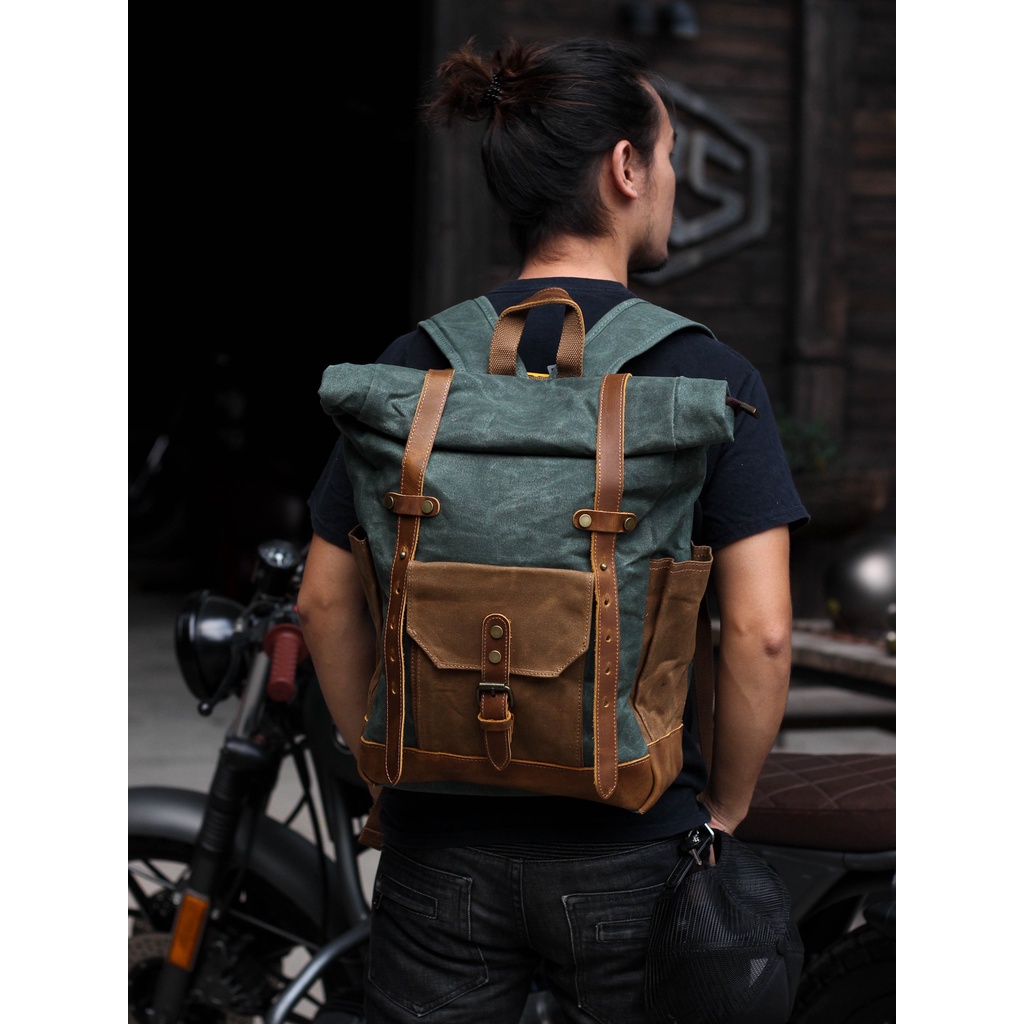 Balo Da Bò Thật balo canvas BL01 [ Bảo Hành 5 năm ] - Du Mục Store