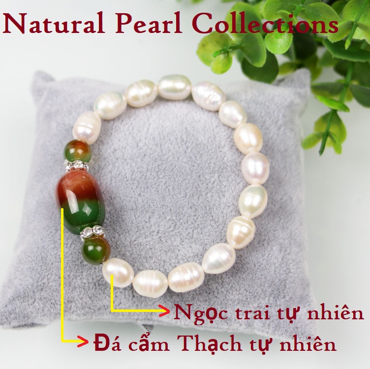 Vòng Tay Ngọc Trai Thật, Phối đá tự nhiên, quà tặng cao cấp
