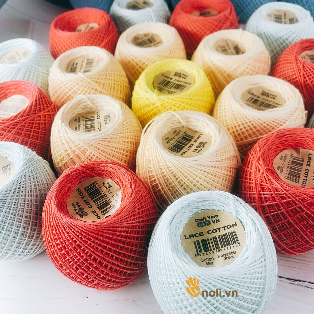 Sợi lace cotton Craft yarn VN móc váy áo mùa hè cực mát, nhiều cotton thấm hút mồ hôi, siêu nhẹ 50g xuất xứ Việt Nam