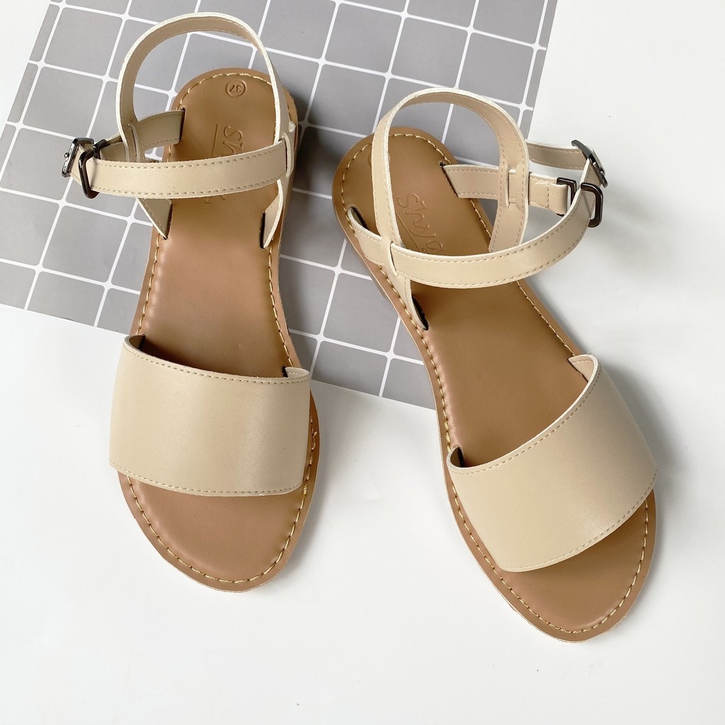 Dép sandal nữ đế thấp quai ngang bản lớn quai hậu đẹp mới nhất 2021-ML58 -  Giày sandals nữ | TheGioiSneaker.com