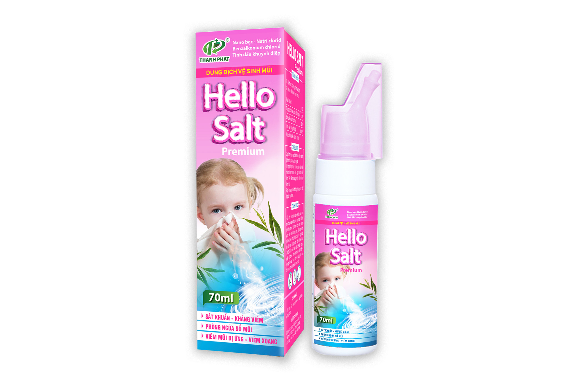 Dung Dịch Vệ Sinh Mũi Hello Salt Premium (Người lớn) - Dung tích 70ml/chai