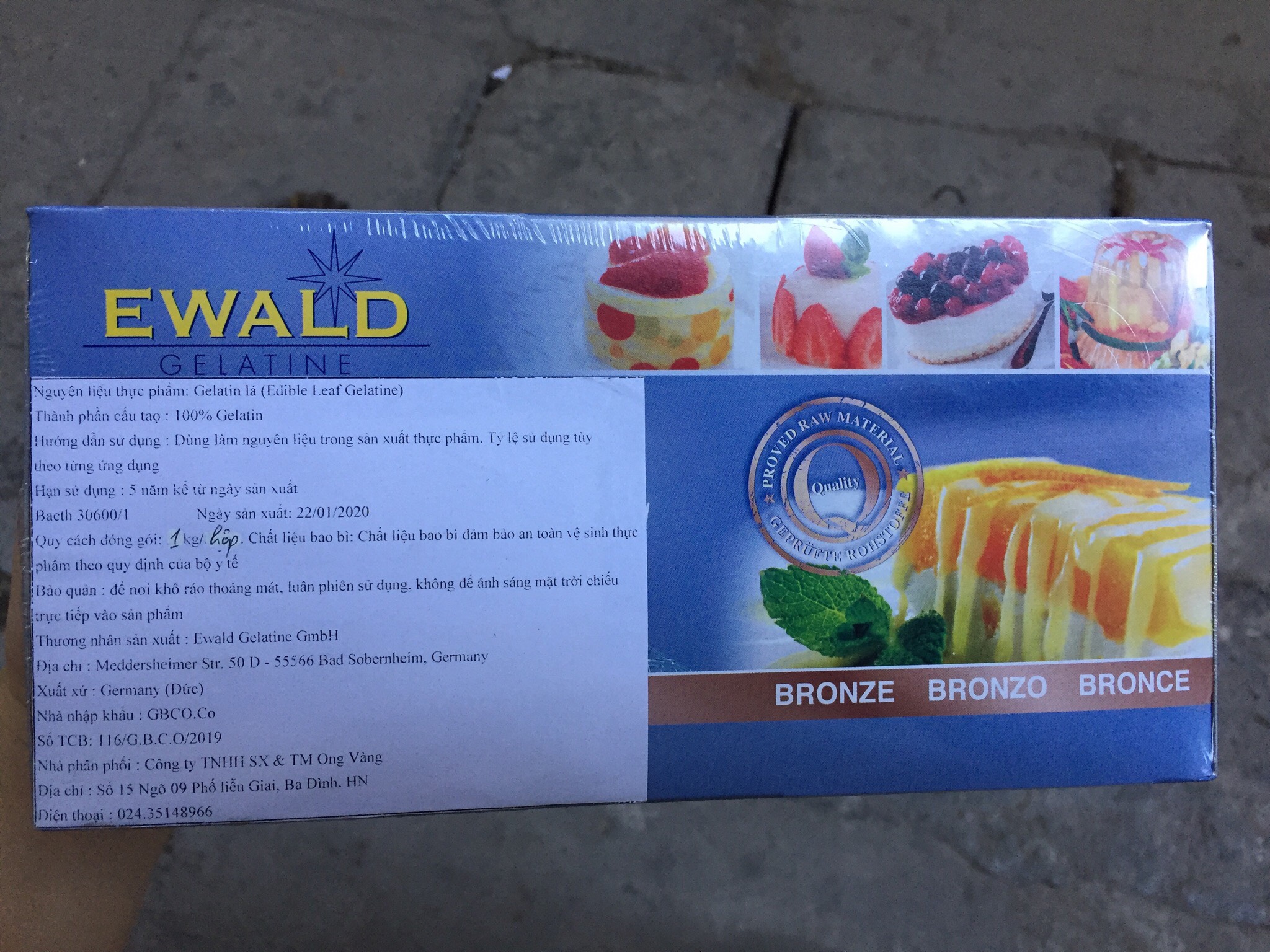 Lá Gelatine Đức Ewald 3g - 5 Lá
