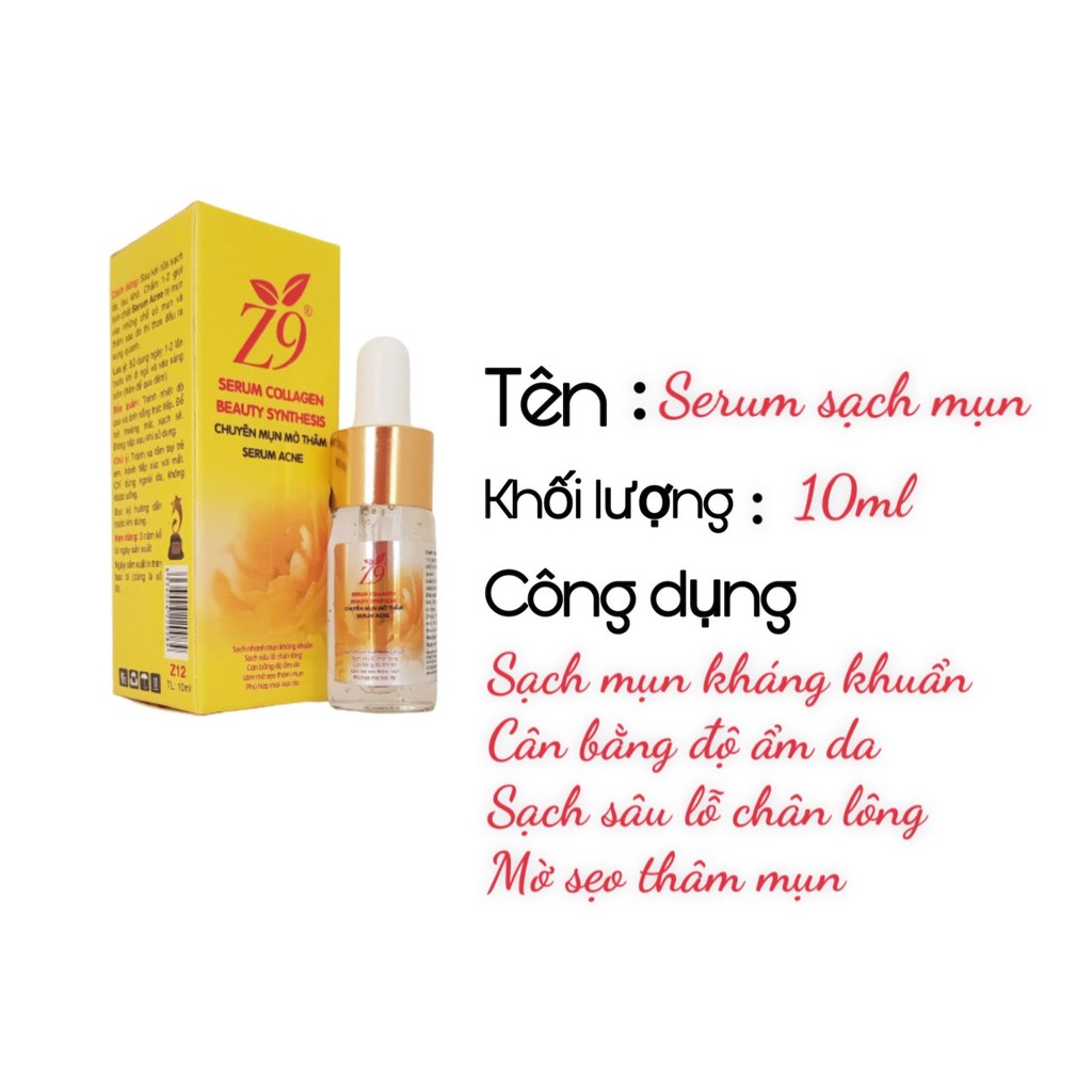 SERUM MỤN MỜ THÂM THẦN THÁNH Z9 (Hộp chai 10ml) Z12