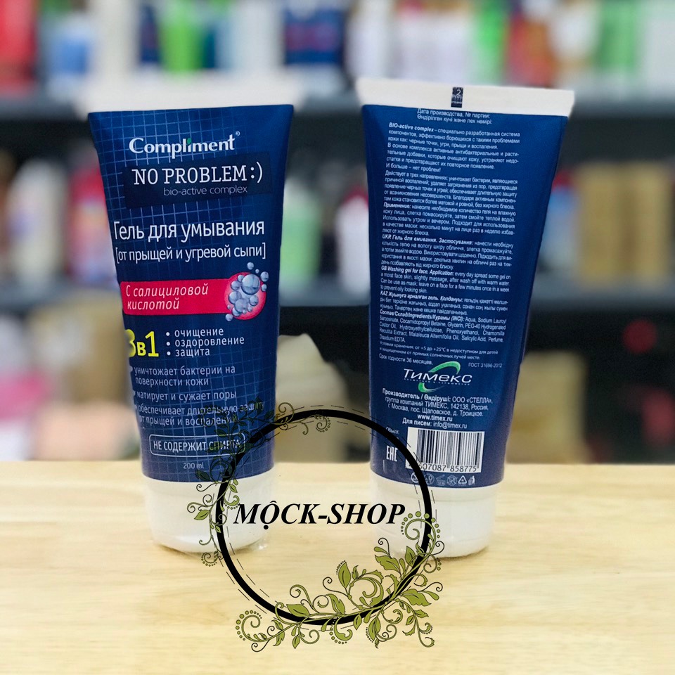 Gel rửa mặt Compliment No Problem giảm viêm, mụn rõ rệt