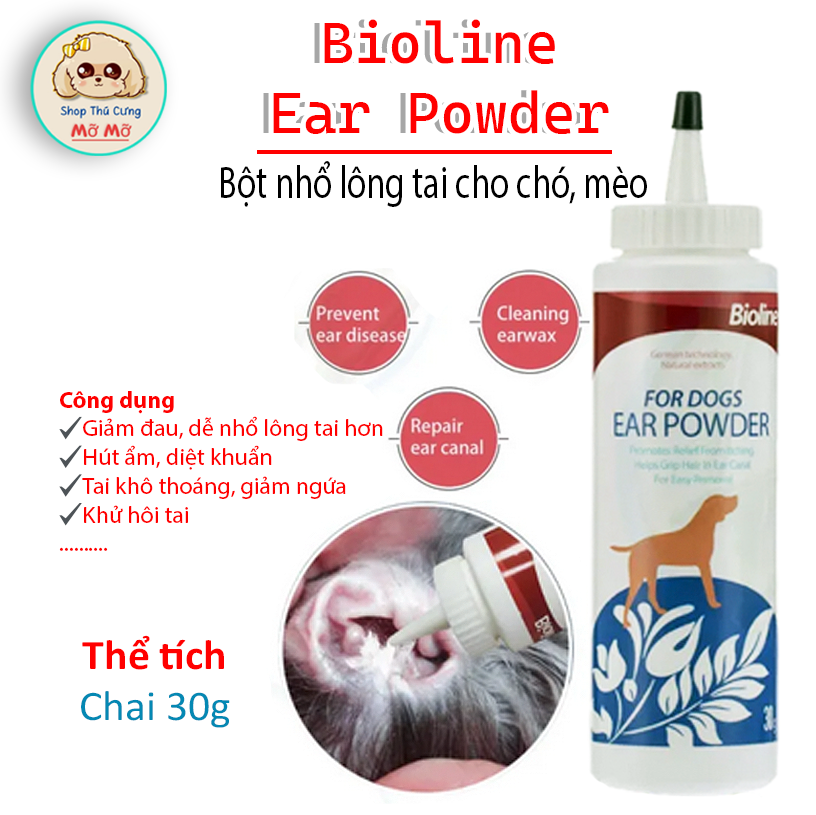 Bột nhổ lông tai cho chó mèo Bioline - Chai 30g