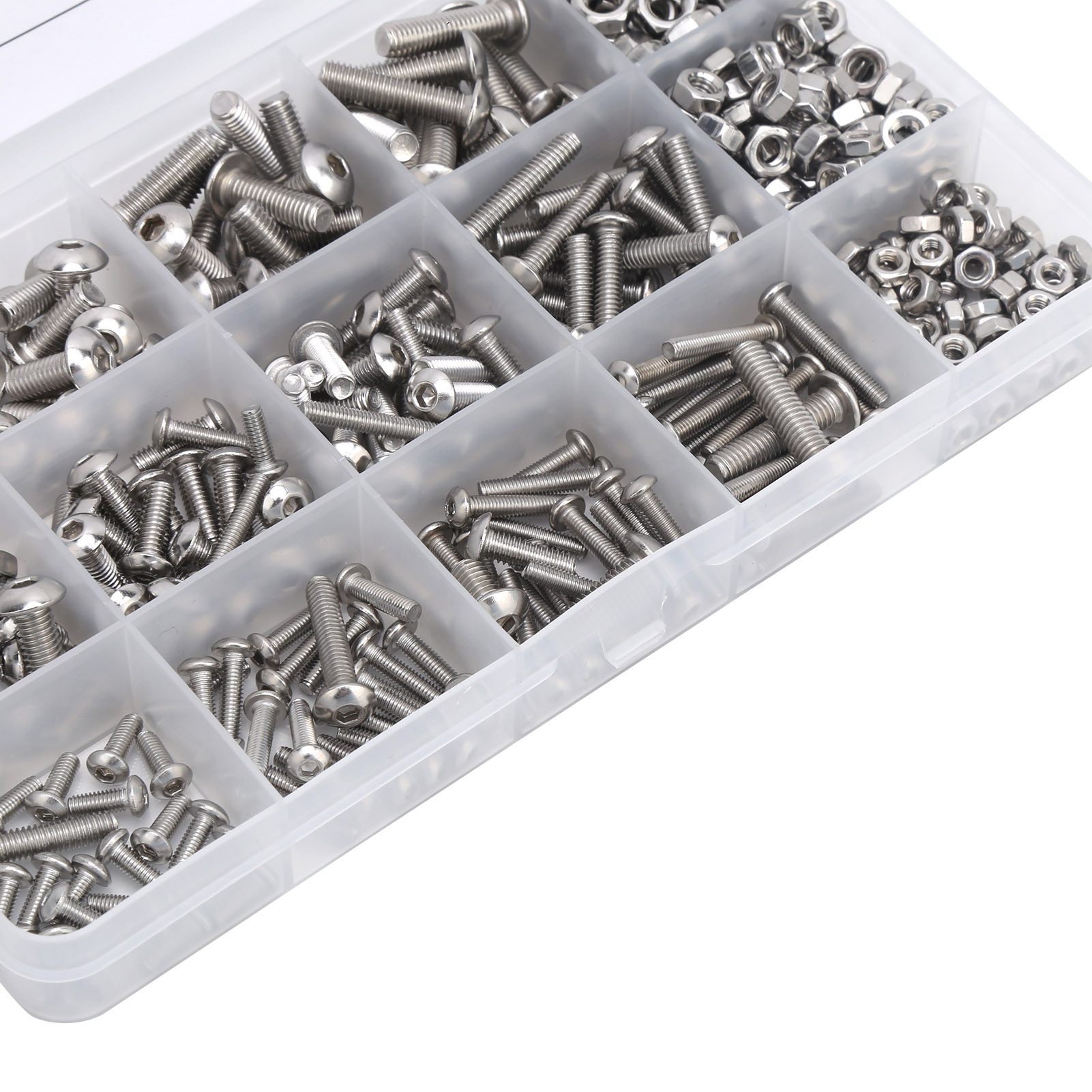 440PCS M3/M4/M5 Hex Socket Screw with Nut Assortment Set Stainless Steel Fastener Hardware