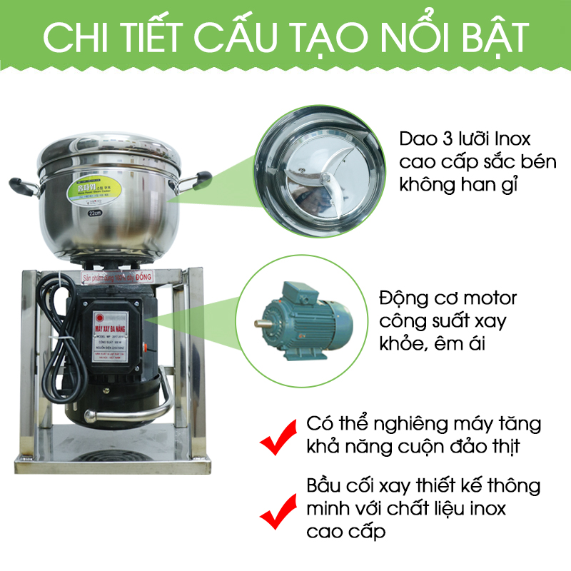 Máy xay giò chả 1 kg, máy xay giò chả, cá NEWSUN - Máy xay thịt mini gia đình- Hàng chính hãng-Qùa Tặng phụ kiện