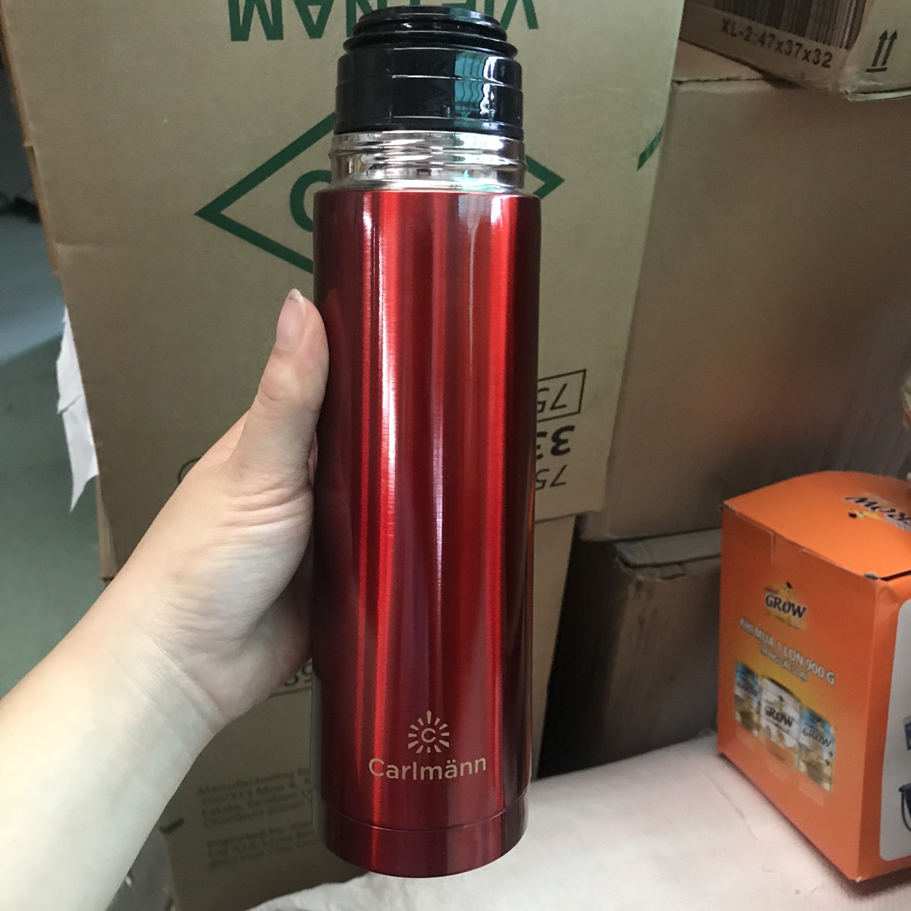 Bình giữ nhiệt inox Carlmann 500ml màu đỏ