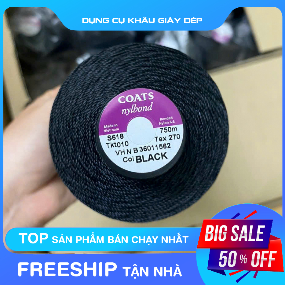 Chỉ khâu giày dép chuyên dụng (Màu đen)