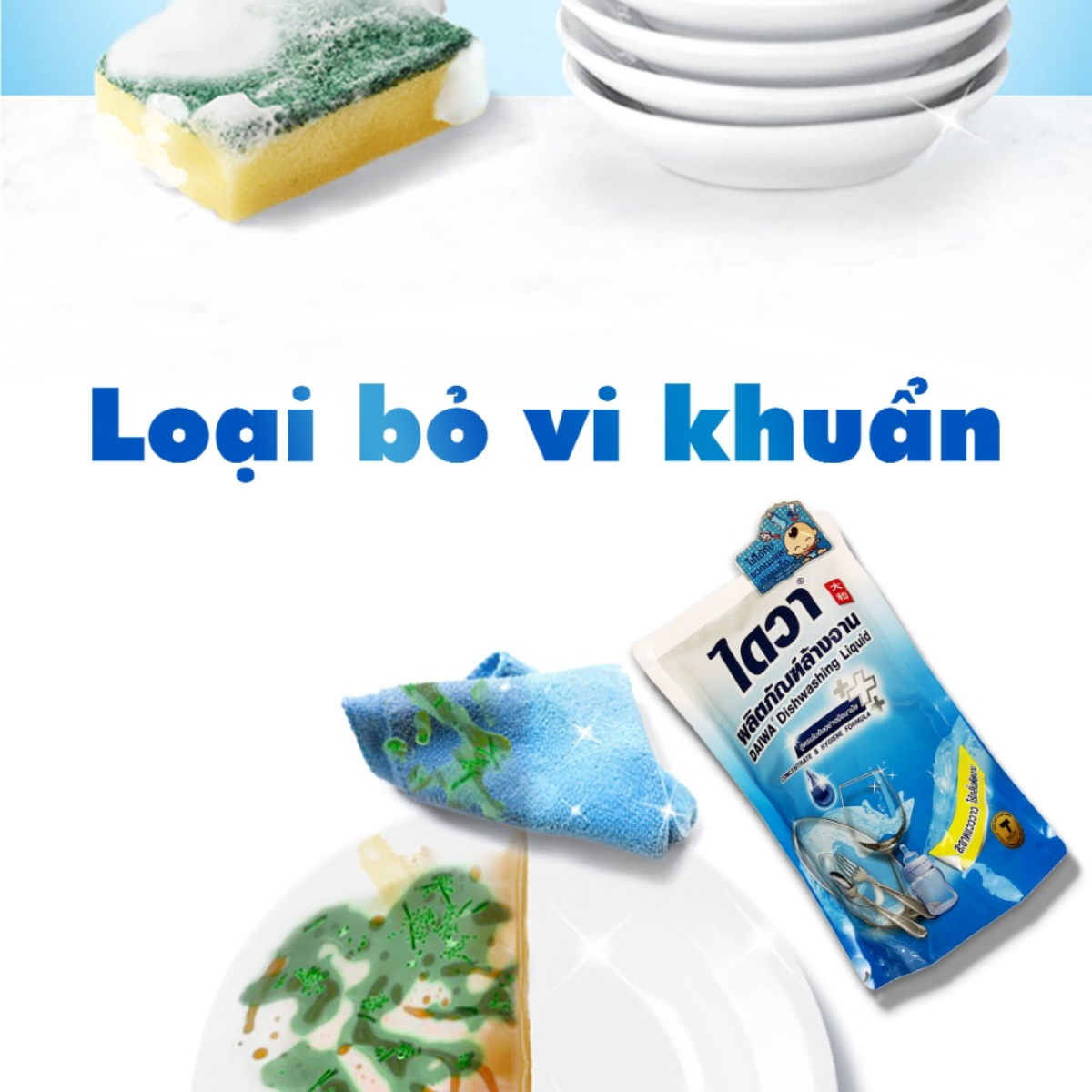 Nước rửa chén DAIWA không mùi Thái Lan 500ml - túi ít bọt