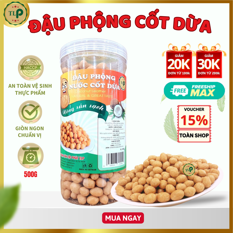 Đậu phộng nước cốt dừa tân lộc phát hũ 500g