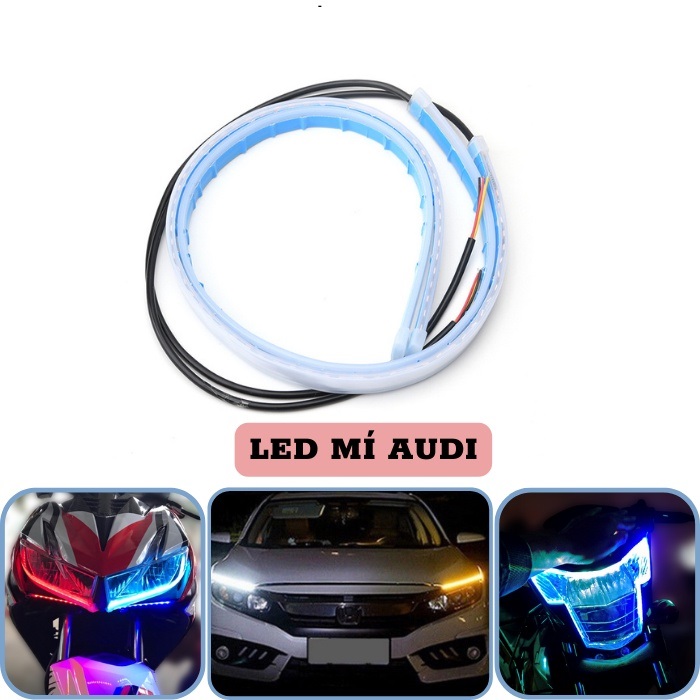 Bộ 2 dây đèn led mí xi nhan audi trang trí xe máy ô tô hiệu ứng độc đáo loại tốt chống nước lắp các xe
