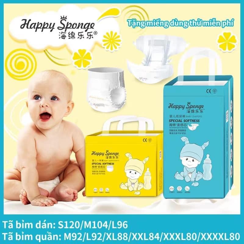 Tã/Bỉm HAPPY SPONGE size S-4XL 80-120 miếng