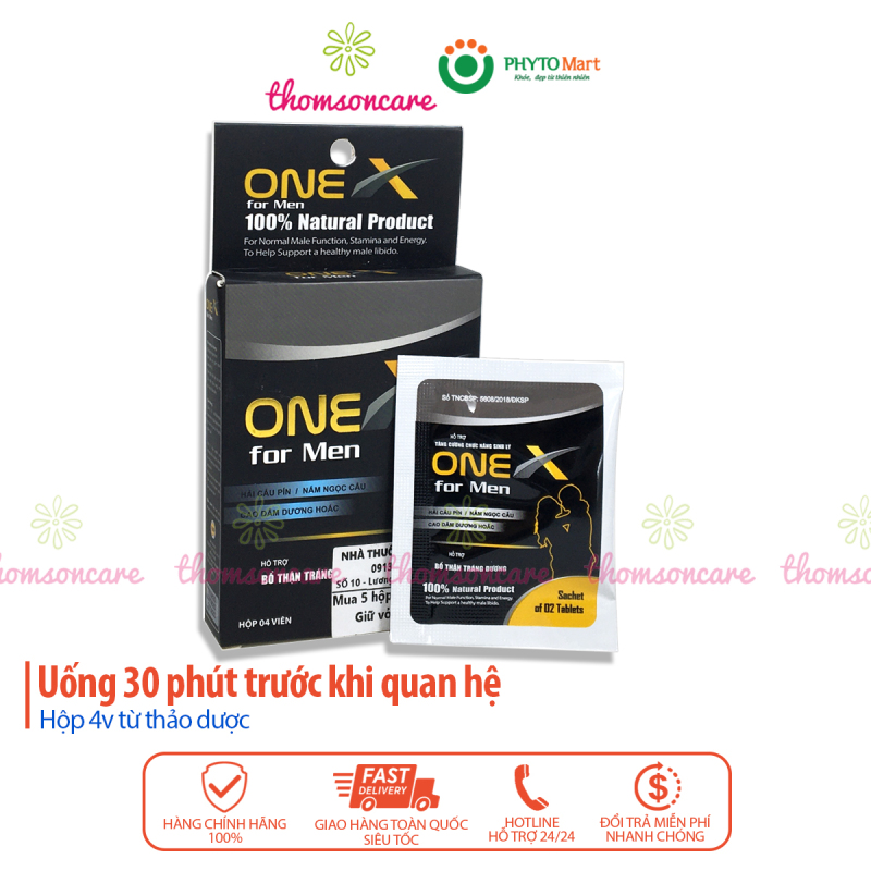 One X for Men - hỗ trợ bổ thận tráng dương, tăng cường sinh lý nam - Hộp 4 viên onex được thomsoncare phân phối