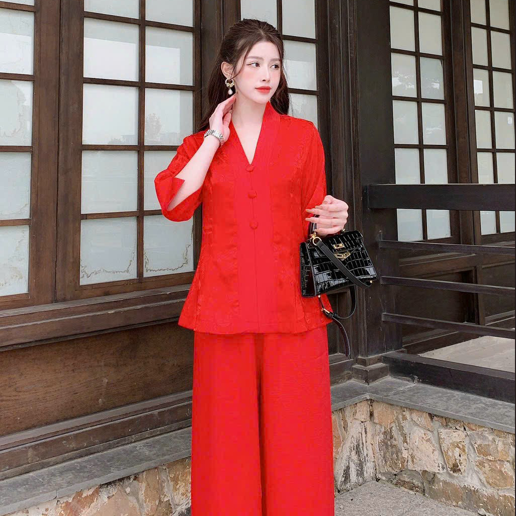 mẫu đồ lam đi chùɑ #bộ bà lai gấm phối lụa-pháp phục đồ lam