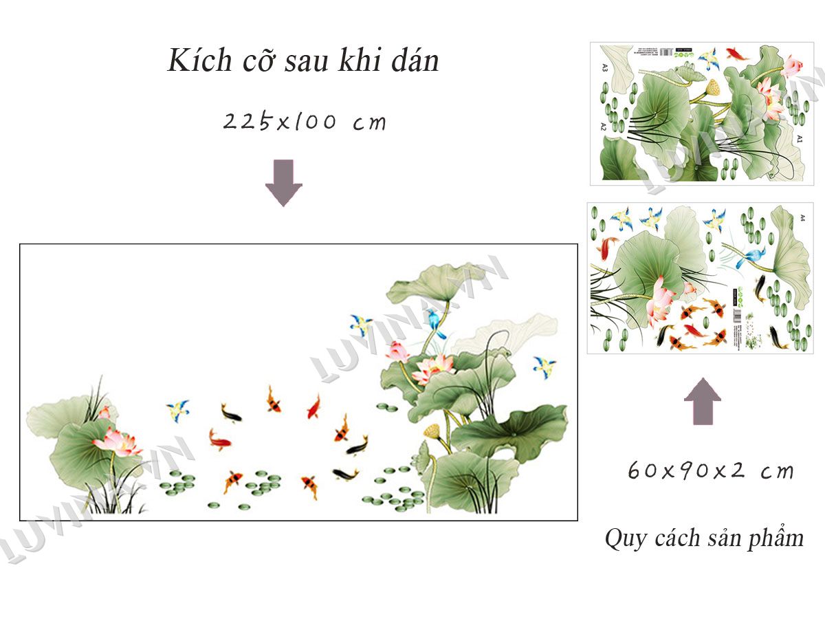 [HCM]DECAL DÁN TƯỜNG ĐẦM SEN TO