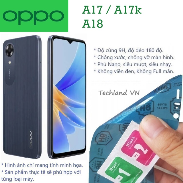 Cường Lực Phủ Nano Oppo A17 / A17k / A18 - Trong Suốt, Không Full Màn, Không Viền Đen