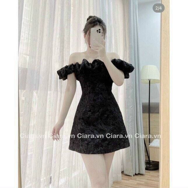 Váy đầm nữ gấm có hạt cườm  đầm có mút Ngực