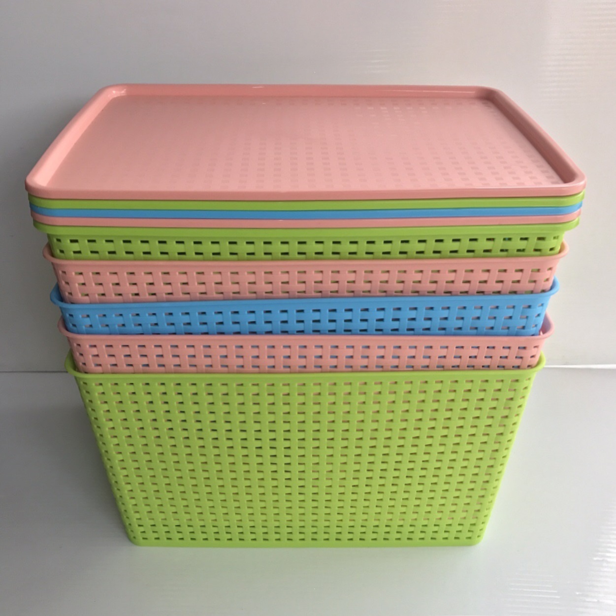 Combo 5 Rổ nhựa size L có nắp đậy Việt Nhật 3388