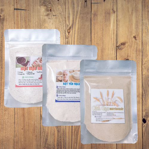 Combo tẩy da chết bột cám gạo 100g & bột đậu đỏ 100g & bột yến mạch100g