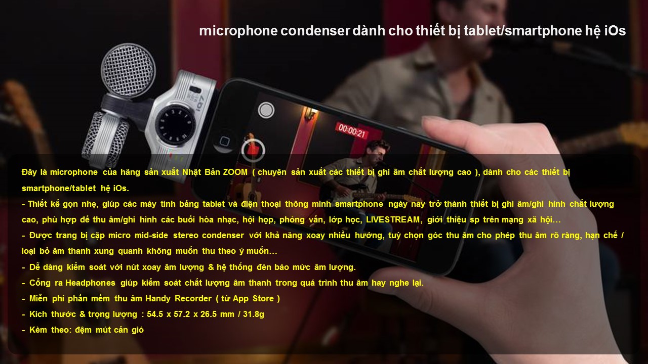 Micro dành cho Iphone/Ipad microphone ZOOM iQ7