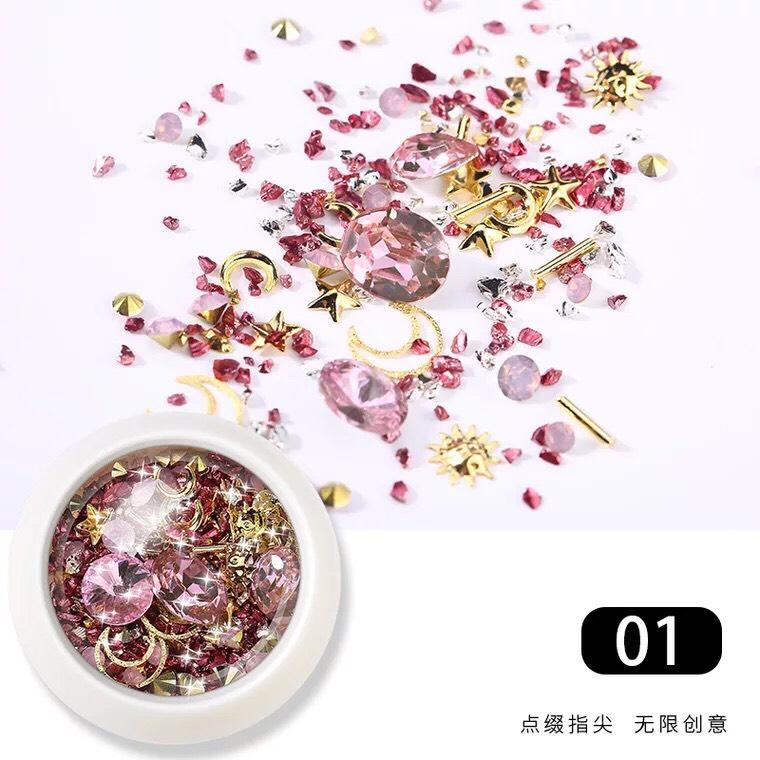 Combo 1 hộp đá gắn móng + 1 chai gel đính đá