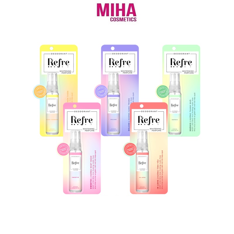 Xịt Thơm Khử Mùi Dưỡng Trắng Ngăn Mồ Hôi Hương Nước Hoa Refre 30ml