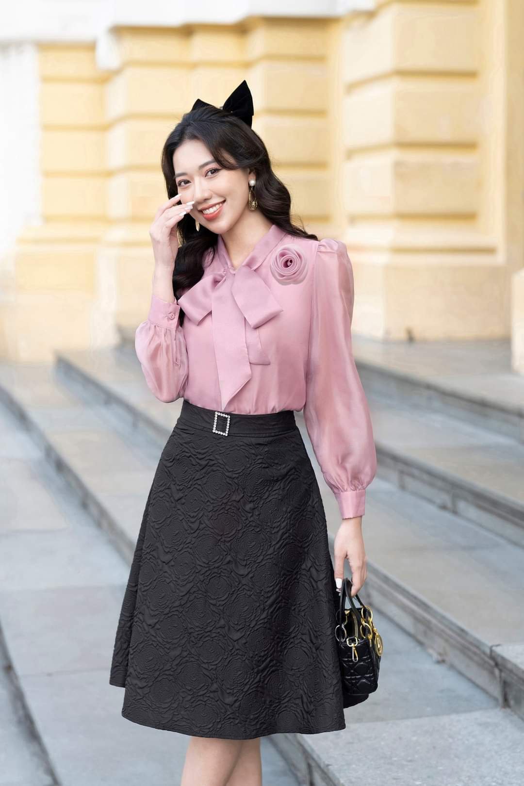 Chân Váy Midi Nữ Dáng Dài Vân Gấm Công Sở Nữ Tính Thanh Lịch   (KÈM QUÀ TẶNG)