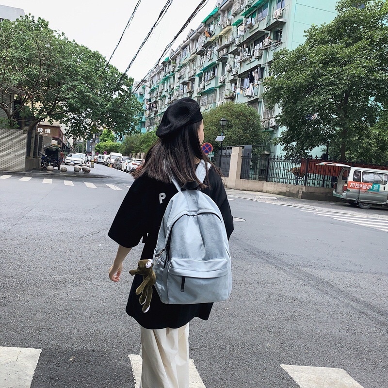 ▨  Balo đen trơn trắng trơn chất dù siêu đẹp( ko kèm thú)