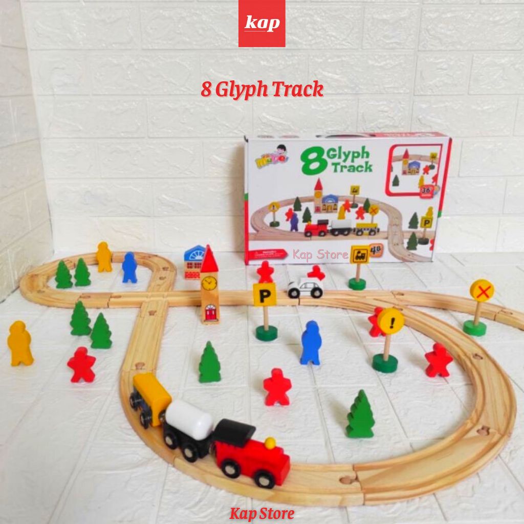 8 Glyph Track, Wooden train tracks 48pcs