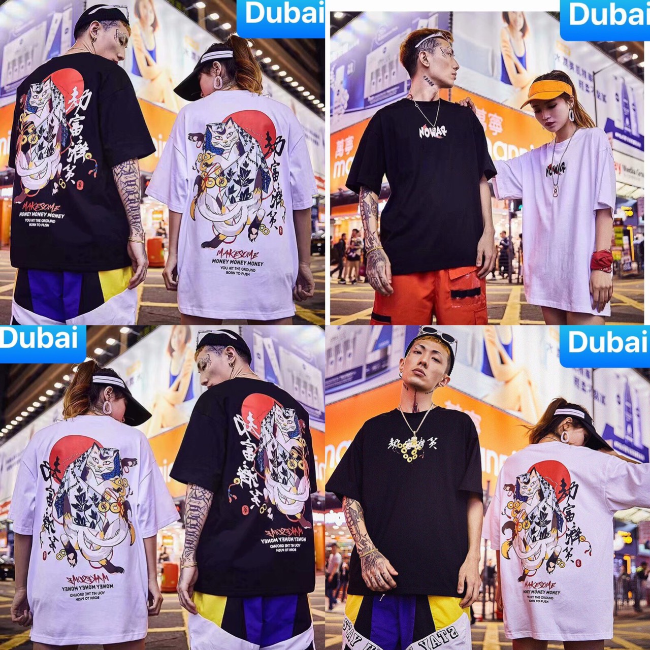 ÁO THUN NAM NỮ MÈO GEISHA TREND MỚI PHOM FORM RỘNG TAY LỠ HOT TREND MẠNH MẼ SÀNH ĐIỆU VẢI DÀY MIN - DUBAI FASHION