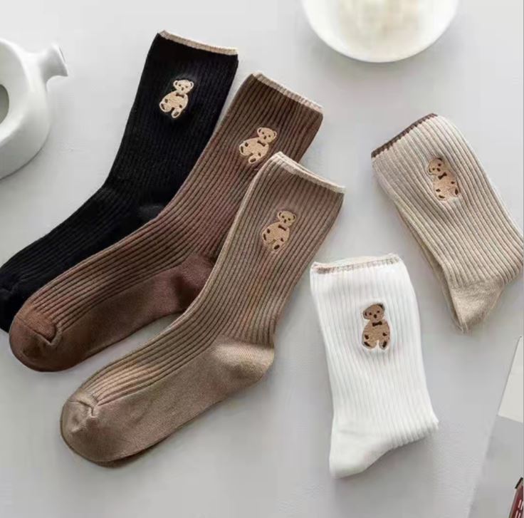 Set 5 đôi tất vớ nữ cao cổ gấu ms.coffe nhiều màu