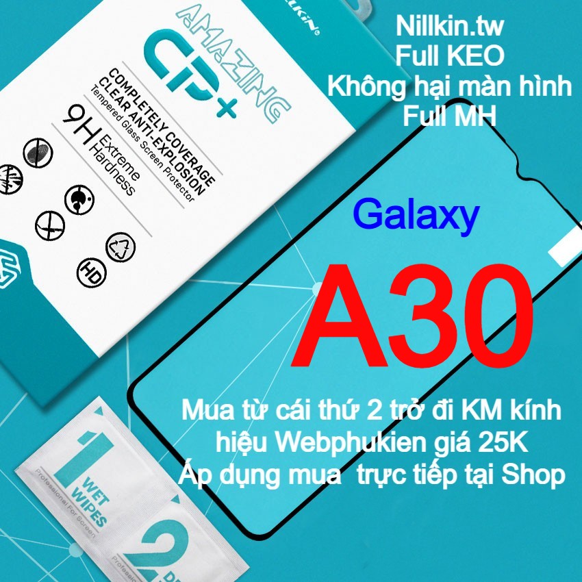 Kính cường lực Samsung Galaxy A30 hiệu Nillkin.tw Full màn hình, Full keo