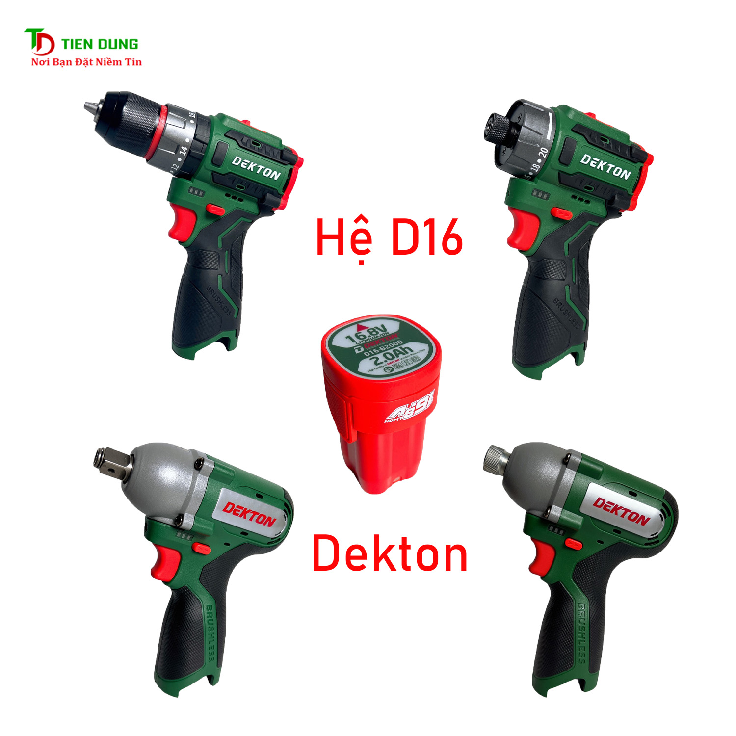 THÂN MÁY PIN DEKTON 16,8V HỆ SINH THÁI D16