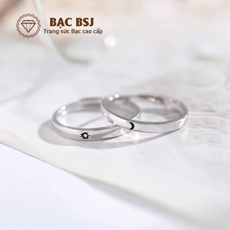 Nhẫn đôi bạc, nhẫn đôi đẹp bạc S925 cao cấp. Bạc BSJ