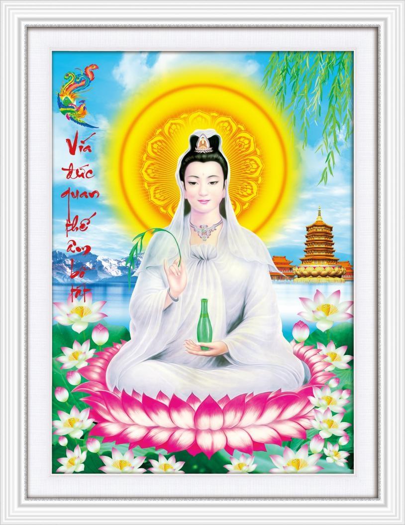 Tranh thêu chữ thập PHẬT QUAN ÂM 31x40cm hàng chính hãng- tranh chưa thêu 88964 lv3252 lp5095