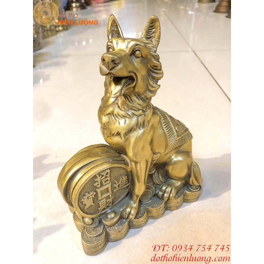 Tượng Chó Bằng Đồng Phong Thủy Tài Lộc Cao 20cm