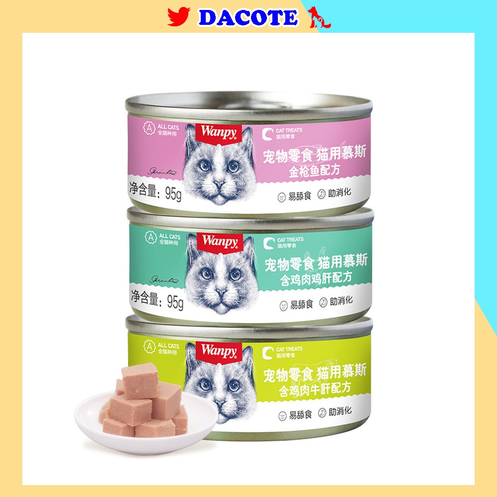 Pate mèo wanpy lon 95g nhiều vị thơm ngon bổ dưỡng hàng chĩnh hãng DACOTE